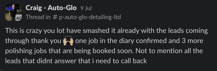 One job confirmed, 3 more being booked